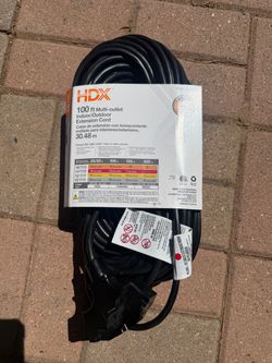 HDX 100 ft Multi-outlet Extension Cord, Brand New