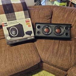 10 INCH SUBWOOFER 500WATT DUAL 4OHM IN VENTED ENCLOSURE AND SOUNDPEX DUAL 6.5" 400WATT CARBON FIBER ENCLOSURE  BRAND NEW IN BOX