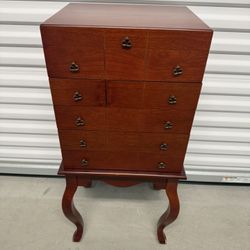 Wallace Silversmiths Queen Anne Style Mahogany Wood Flatware Chest (35” Tall)