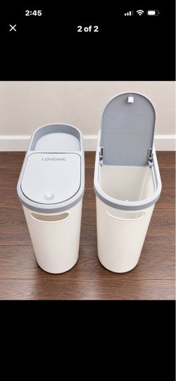 LOVEWE Slim Trash Cans with  Lid – Set of 2
