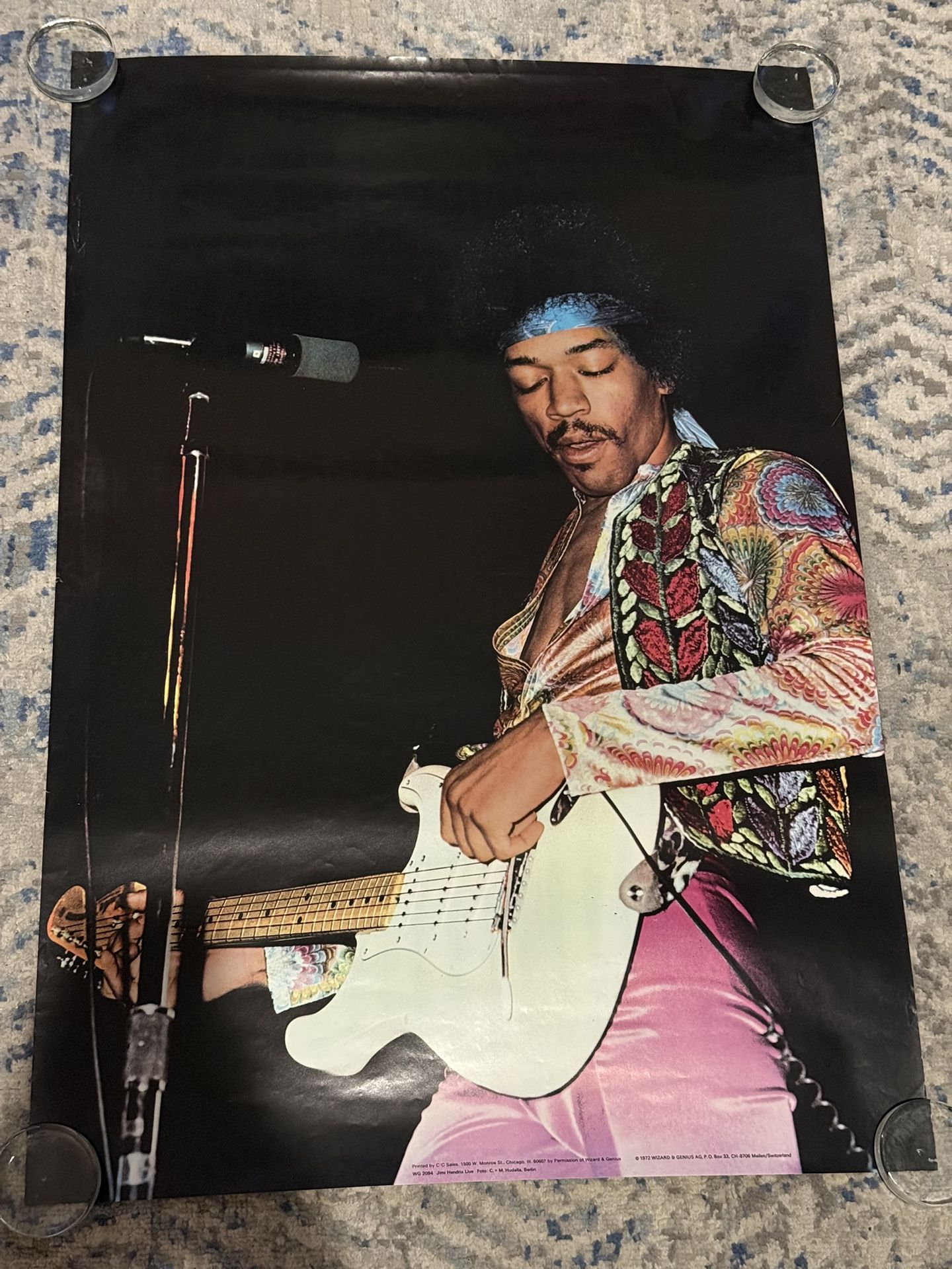 VINTAGE JIMI HENDRIX 1972 Wizard & Genius Switzerland VERY RARE POSTER WG 2094 35” x 24” Price is firm