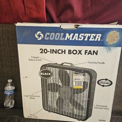20-inch CoolMaster by Paragon box fan in black.
