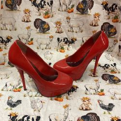 Red Patent Pumps Size 7
