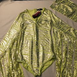 NEW Fringe Bodysuit w/ matching Leg Warmers (nwt)