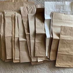 Lot of 51 Brown Shopping Paper Bags - Medium and Large - Handles 