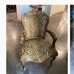 Two Vintage Ralph Lauren Leopard Accent Chairs 