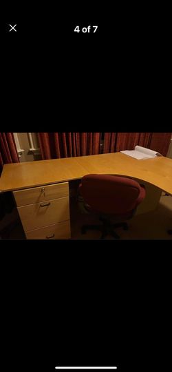 L Shape Desk With 3 Drawers, Filing Cabinets
