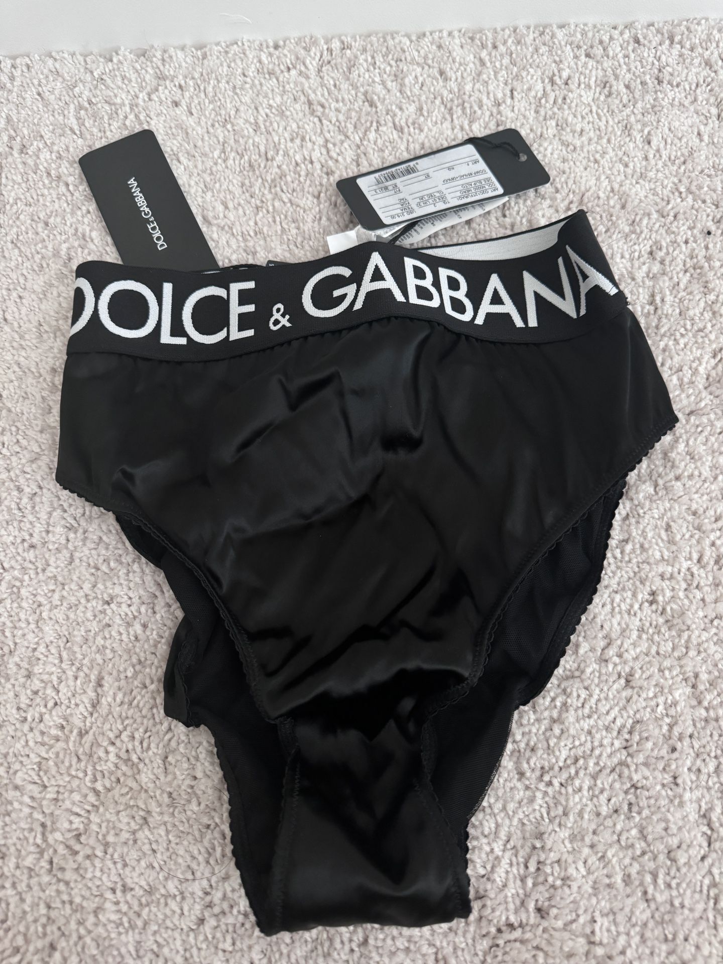 Dolce and gabbana black logo high wasted bikini cut