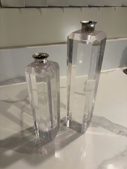 Vintage Clear Acrylic Lucite Candle Holders – Set of 2 ✨