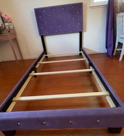 Purple material girls bed