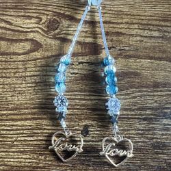 White Hair Clips With Beads And Love Heart Charms 