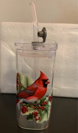 Cardinal Holiday Acrylic Tumbler with Straw