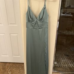 Matcha Green Azazie Satin Dress