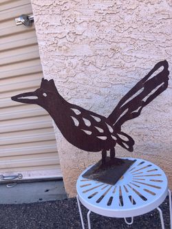 Wrought Iron Metal Rustic Bird Roadrunner On Base Southwest SW Yard Decor Outdoor