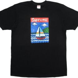 Men's Large Supreme Sailboat Tee Shirt Black 