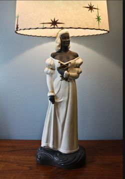 Vintage Bertolozzi Figural Lamp: Renaissance Style Female Figure, 1950s
