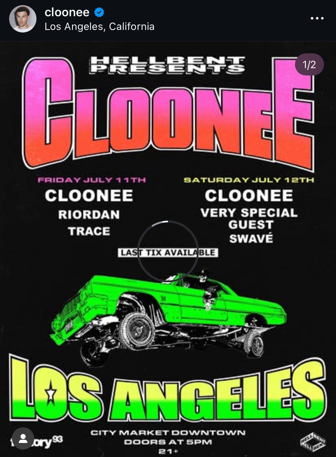Cloonee Ticket Saturday 7/12