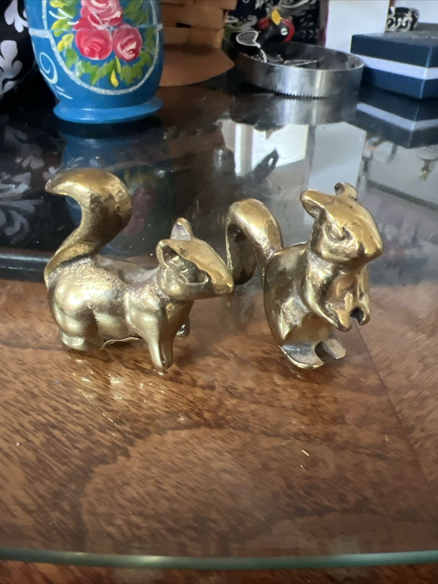 Brass Squirrel Pair Vintage Old Brass Unbranded Retro Decor Nature