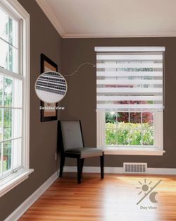 Brand New in Box BERYNA HOME Zebra Blinds for Window 22"x72" in White Dual Layer Roller Shades