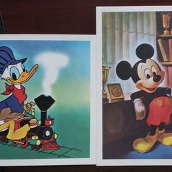 2 Vintage Disney Prints-Mickey And Donald  