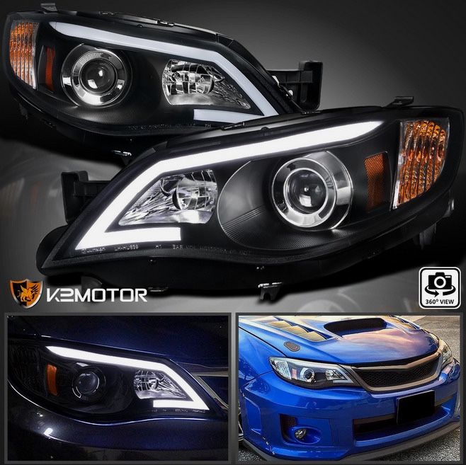 Fits 2008-2011 Subaru Impreza WRX Outback Black LED Bar Projector Headlights