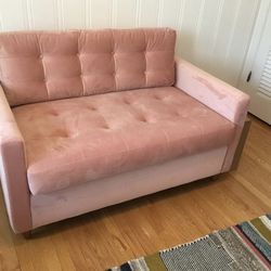 Joybird Eliot Sofa Twin Sleeper Pink Velvet 