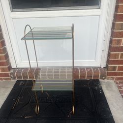 ✨ Vintage Gold & Glass 2-Tier Shelf 