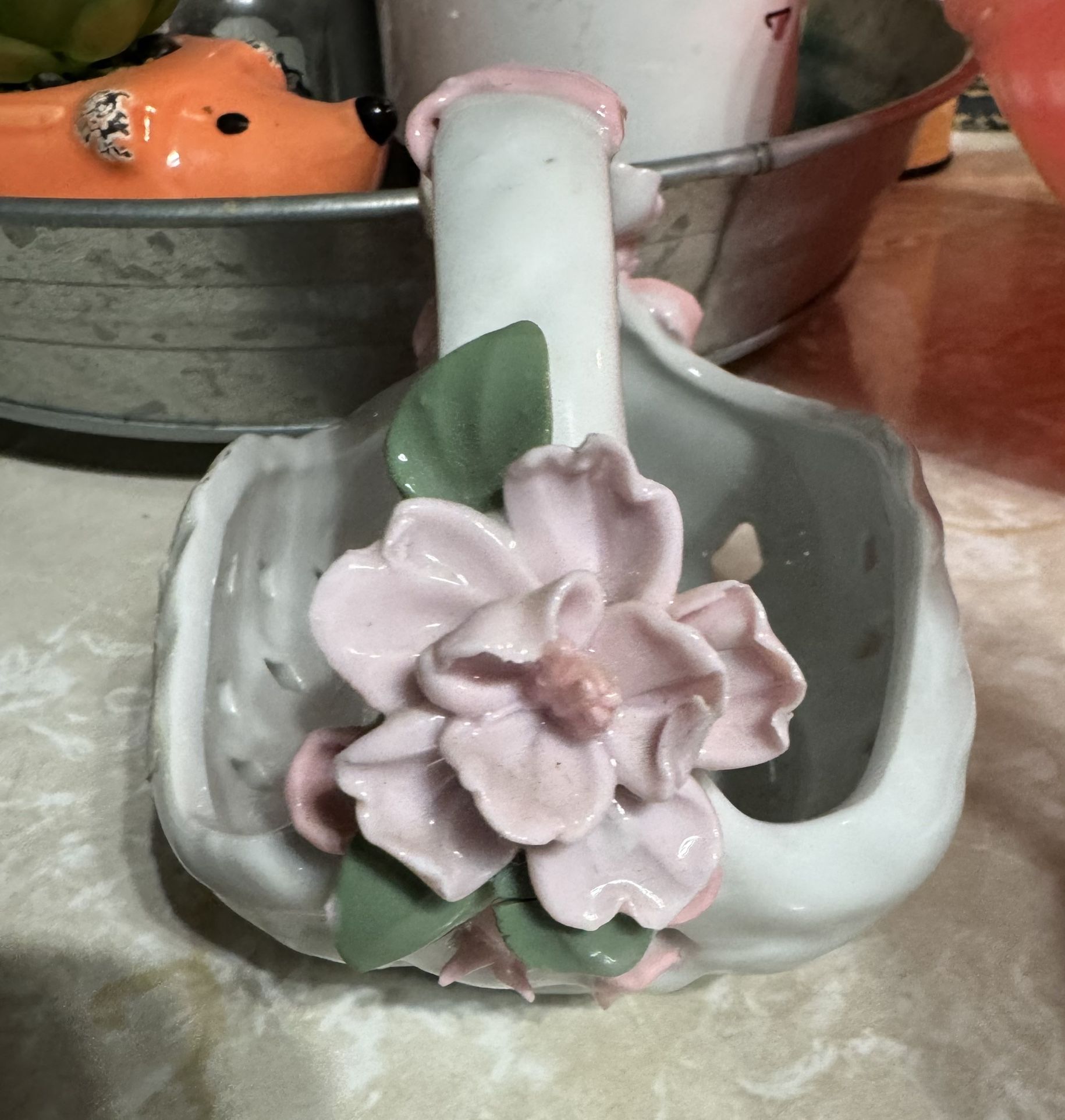 Vintage Porcelain Flower Basket excellent condition