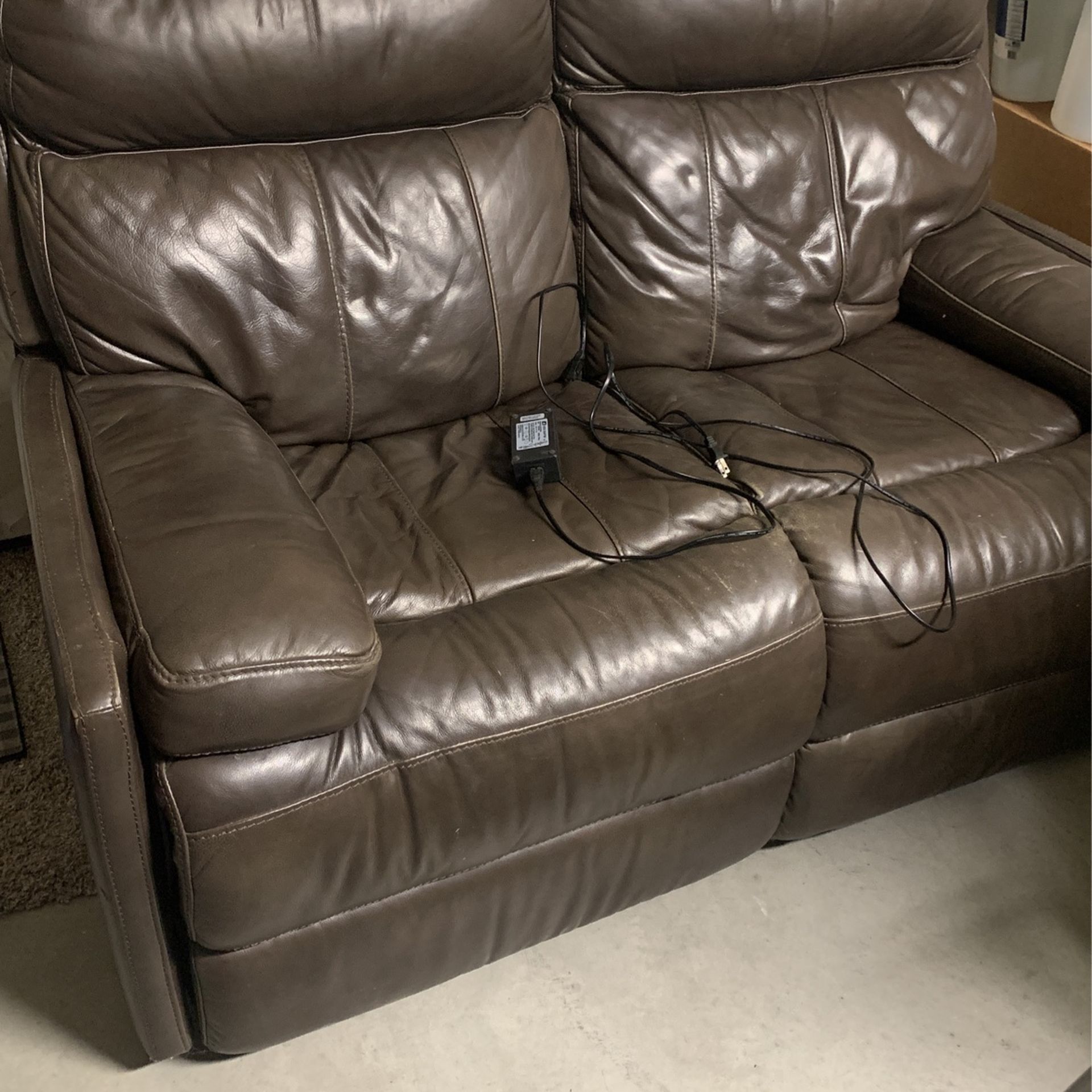 Flexsteel Reclining Couch Sofa Chocolate Brown Leather