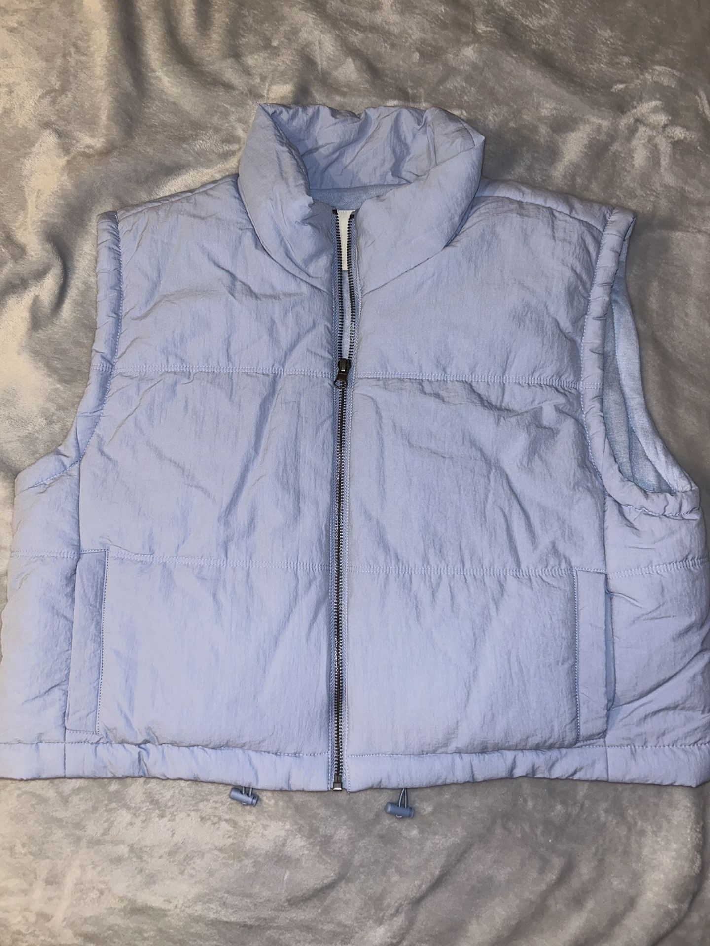 Beautiful baby blue thread supply puffer vest
