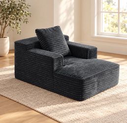 Cozy Corduroy Chaise Lounge – Reading & Gaming Chair – Black