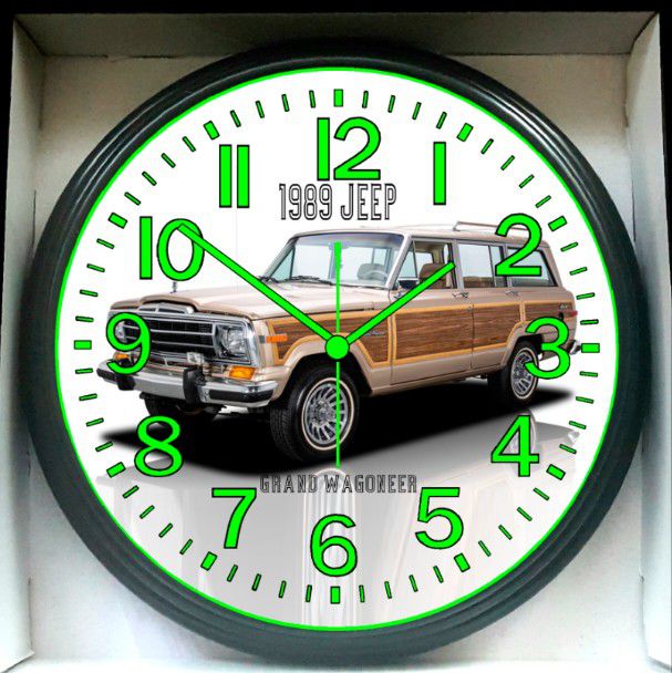 Wall Clock 1989 Jeep Wagoneer Woody Garage Shop Glow In The Dark Wall Clock New!