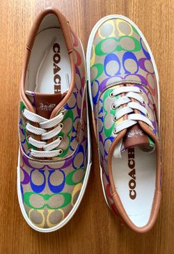 COACH Lowline Rainbow Coated Canvas Tan Leather Sneakers Size US 8.5M NEW for Sale in Alpharetta GA OfferUp