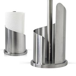 Stainless Steel Paper Towel Holder Countertop, Modern Spiral Cover Design,Weighted Base for Stability,