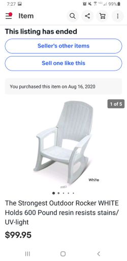 Outdoor Rocking Chair, Holds 600 Ib.