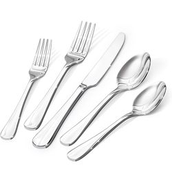 Silverware Set for 8,18/10 Stainless Steel Flatware Set,Cutlery Utensil Set HIKAA 40Pieces Food-Grade Knife Spoon and Fork, Silverware Set Dishwasher