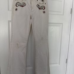 White Embellished Jeans – Size 28 – Unique Design