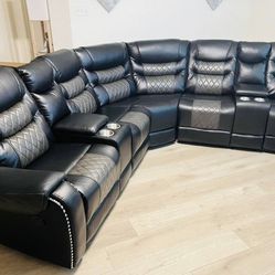 Black Leather Sectional Recliner 