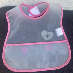 Pink Plastic Baby Bibs Set.
