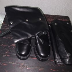 Black Studded Fold Over Boots Women’s Size 10 Chunky Sole Goth Y2K Statement Boots