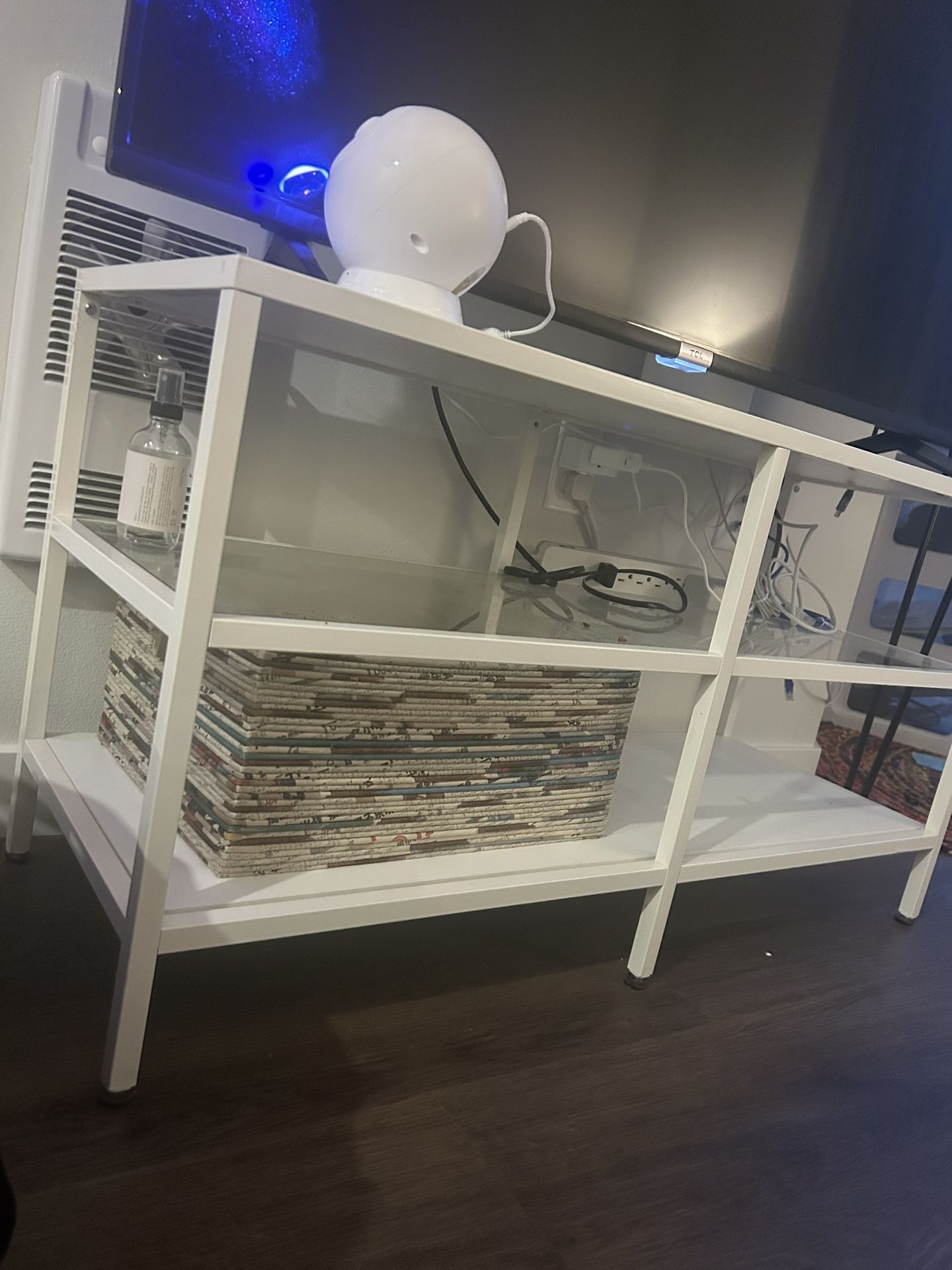 Three Piece Matching White Glass Coffee TV Tables