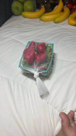 Fake Strawberries in Mesh Bag
