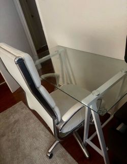 White / Glass Desk (Living Spaces)