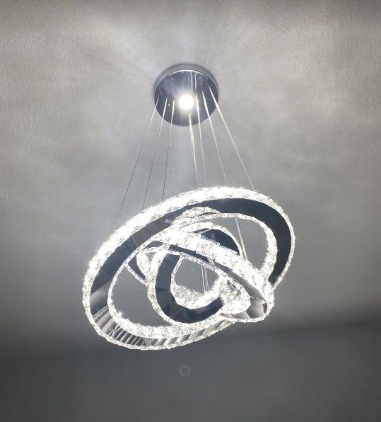Triple Hoop LED Crystal Chandelier