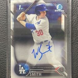 2016 Will Smith 1st Bowman Chrome “Topps Certified” Autograph Rookie Card. Los Angeles Dodgers