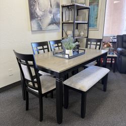 Dining Set With 4 Chairs And A Bench 
