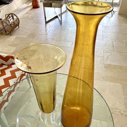Blenko Optic Glass Floor Vase Vintage 20th Century PRICE FOR THE SMALL ONE  