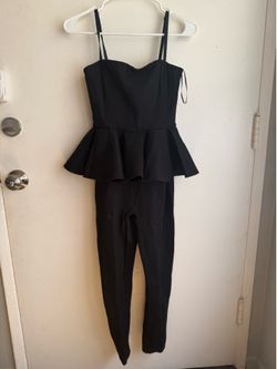 Ronny Kobo Designer Black Peplum Jumpsuit (Size S)