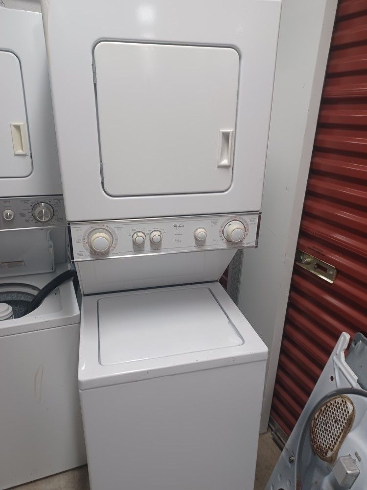 Whirlpool, 24 inch stack washer dry combo works.Good ninety day warranty , I fixing sail , washes and dryers
