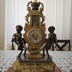 Brevettato Brass and Marble Italian Clock 